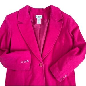 Vintage Graff Pink Wool Blazer Button front Jacket Petite Size 10